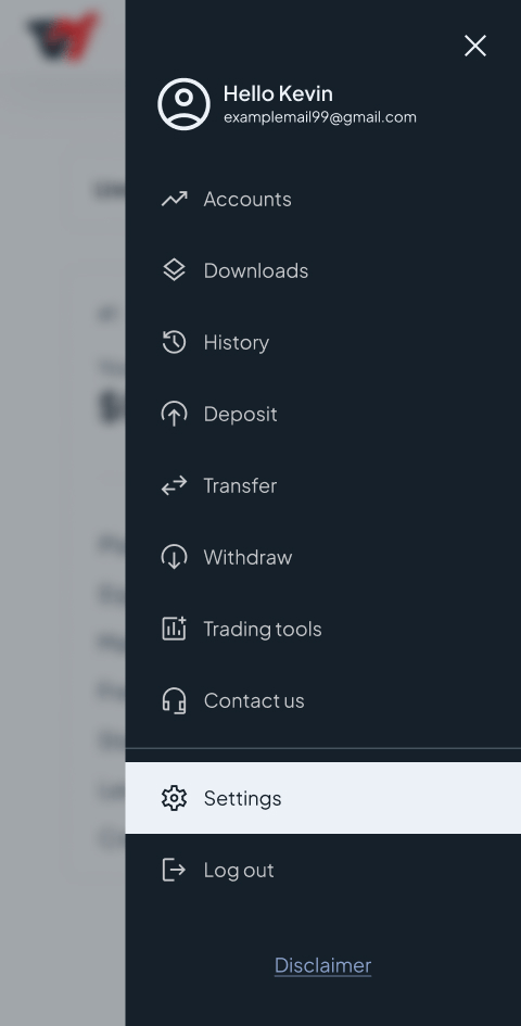 At the top right corner, you'll see a Hello message with a dropdown arrow. Click on it and select Settings