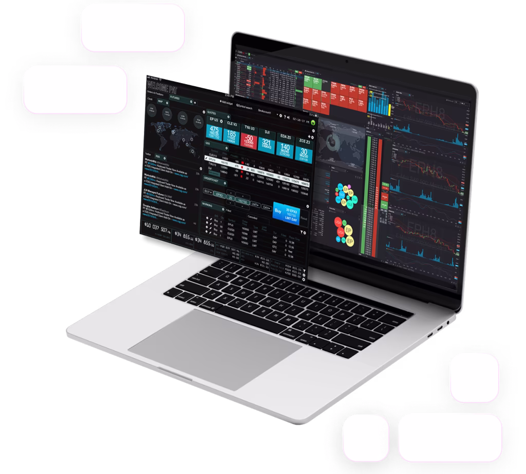 Futures prices charts on laptop