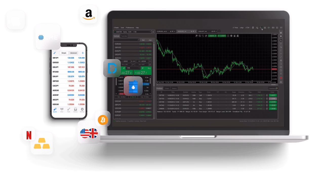Monitoring stocks on laptop and phone