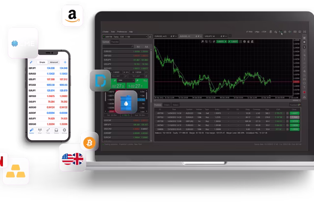 Monitoring stocks on laptop and phone